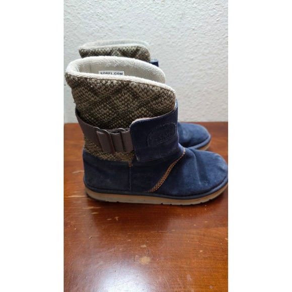 Sorel Shoes - Sorel Nakiska Boots Womens 7.5 Blue Suede Knit Quilted Winter NL2070-464